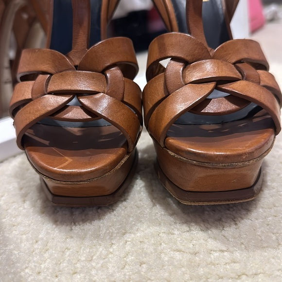 YSL Saint Laurent Tribute Platform Heel Sandal size 6 (36) Vintage Luggage - Picture 7 of 16